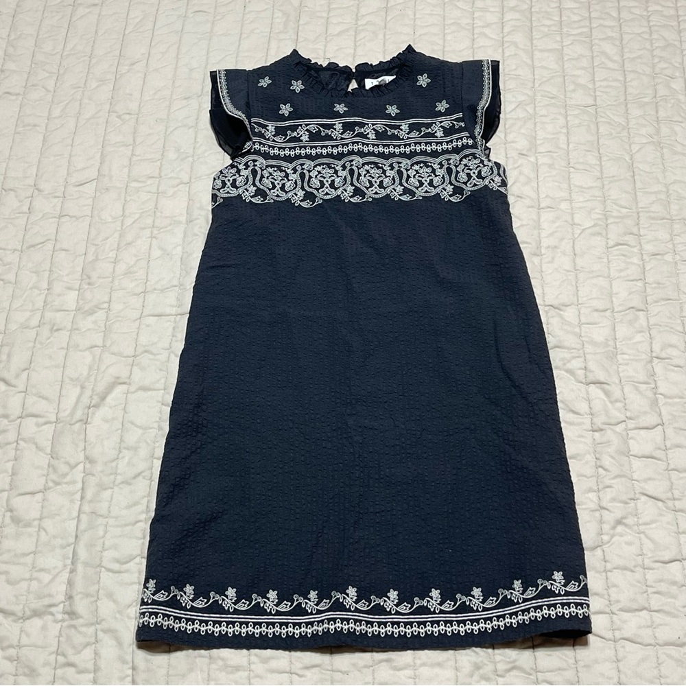 THML Black Embroidered Sleeveless Floral Women’s Shift Dress L Anthropologie